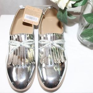 Silver Metallic Kids Crazy 8 Oxford Slip on